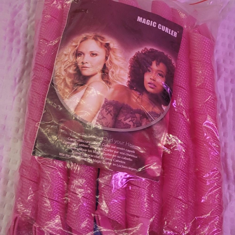 Magic Curler Pink Spiral Hair Rollers Heatless Styling‎ Set for Curls and Waves
